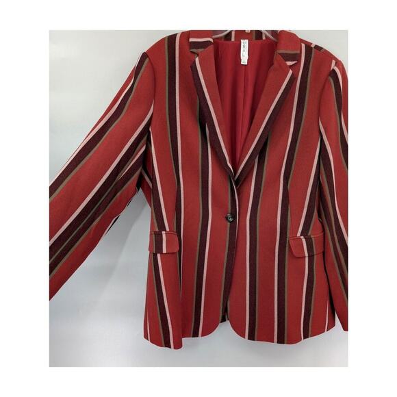 Mural Blazer Jacket Womens XXL Red Striped Suit Jacket Academia Office Workwear - Picture 7 of 15